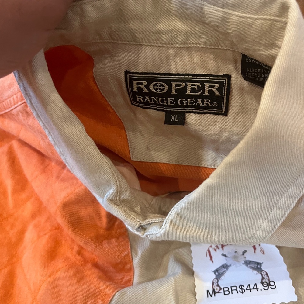 Roper Men's Shirt in Orange and Cream